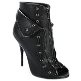 Qupid Luxe FIDEL Women's Zippered Booties (6.5, Black)