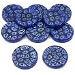 Blue Millefiori Flower Coin Glass Beads Disc Approx 10