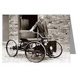 Single Henry Ford with His First Car The Ford Quadricycle Greeting Card