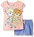 Disney Girls' 2 Piece Anna And Elsa Frozen Top And Chambray Short