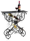 WINE TABLE RACK with Iron French Design and Champagne Grey Finish