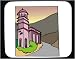 Mouse Pad with hills, columns, structure, Asia, building, mountain, tower, Hong Kong, architecture, plants