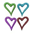 Set of 4 Multi-Colored Glitter Asymmetrical Heart Christmas Ornaments