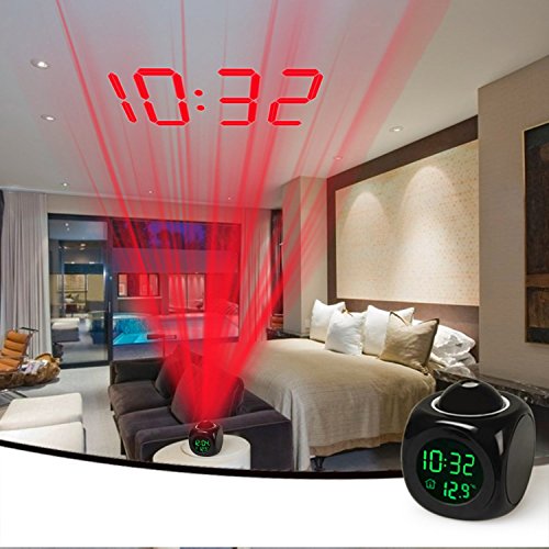 Imountek alarm clock led wall/ceiling projection lcd digital voic…
