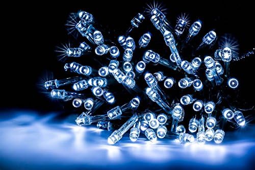 Nascco 55ft 100 Led White String Light Solar Powered Outdoor Decorative Lights for Patio Garden Lawn