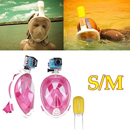 Full-Face Wide View Snorkeling Mask w/ GoPro Mount Surface Diving Scuba S/M Pink