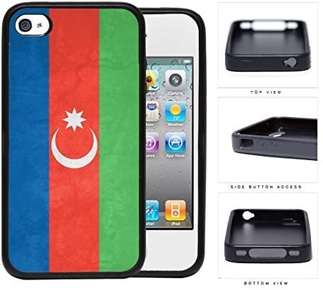 Azerbaijan Flag Blue Red and Green with Crescent Moon Grunge Hard Rubber TPU Phone Case Cover iPhone 4 4s by icecream design