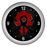 Silver Wall Clock of World of Warcraft Horde Symbol