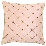 Decorative Handmade Cushion Cover / Pillow Sham With Two Tone Diamond Embroidery - Beige
