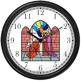 Virgin Mary and Angel Gabriel (Stained Glass) Christian Theme Wall Clock by WatchBuddy Timepieces (White Frame)