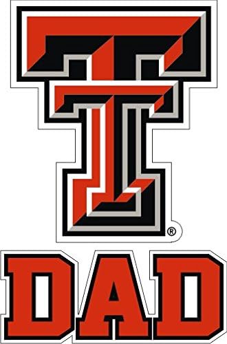 (6) pc - TEXAS TECH + DAD decal size A(4"x2.6")- contour cut industrial grade WHITE vinyl BUMPER sticker - decal - DIY projects