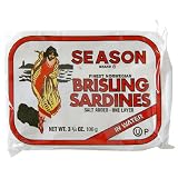 SEASON Norway Brisling Sardines In Water, 3.75-Ounce Tins (Pack of 6)