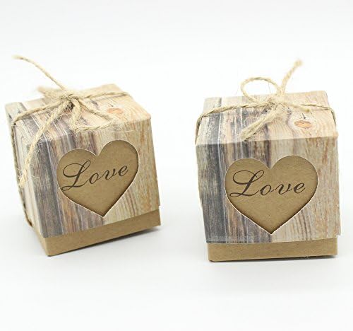 Ys2015 Candy Boxes Love Rustic Kraft Bonbonniere With Burlap Jute Shabby Chic Vintage Twine Wedding Favor Imitation Bark Gift Box 5 Cm x 5 Cm x 5 Cm Set of 12