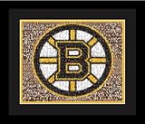 Boston Bruins Framed Photo Mosaic Print, Made of 100 of the Greatest Bruins Players, 11x14" Framed.