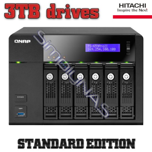 QNAP TS-659 PRO II 18TB (6 x 3000GB) 6-Bay NAS Integrated with Hitachi Deskstar 7K3000 (Desktop)