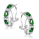 Bling Jewelry CZ Diamond Emerald Half Hoop Earrings Omega