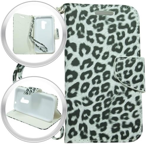 LG Magna 502G Volt 2 LS751 Wallet Hybrid Credit Card Premium Faux Leather Folio Clutch Pouch Stand Case Cover - identification & Credit Card Pockets Flip Cover By Tunz (Black Leopard)