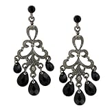 Jet & Black Diamond Crystal Chandelier Earrings