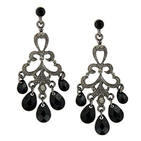 Jet & Black Diamond Crystal Chandelier Earrings by 