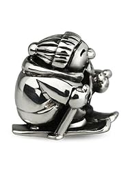 Ohm Sterling Silver Skiing Skier Bead Charm