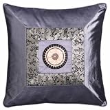 Decorative Handmade Silver Chinese Calligraphy Golden Sunflower Cushion Cover / Pillow Sham