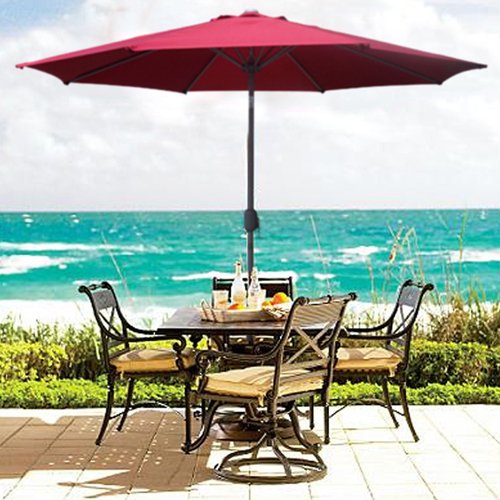 Patio Umbrella 9' Aluminum Patio Market Umbrella Tilt w Crank Outdoor