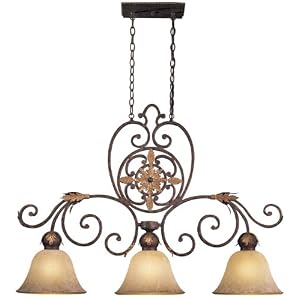 Metropolitan Zaragoza N6233-355 Linear (29H x 44W) Pool Table 3-LT 300w Pendant in Golden... by Metrolpolitan Lighting