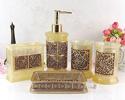 New European-Style Wedding Floral Resin Toiletries Kit / Modern Minimalist Wash Supplies Suit Bathroom 5pcs Set