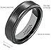 MNH Tungsten Carbide Black Men's Wedding Band Brushed Matte Finish Polished Edge Engagement Ring, 11