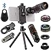 4 in 1 Cell Phone Camera Lenses Kit, 18X Telescopic Zoom Lens/4K HD Super Wide Angle/Macro/Fisheye Lens/Tripod/Camera Shutter Compatible with iPhone Xs Max 8 7 6 Plus, Samsung HTC Moto and More