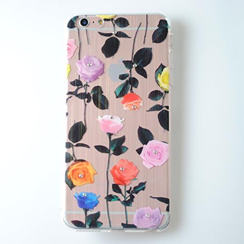 Hairline Hologram Ultra Thin Clear Art Pattern Crystal Gel TPU Rubber Flexible Slim Skin Soft Jelly Case *Bonus Glass* for Apple iPhone 6 6S Plus 5.5" (Rose)