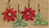 Poinsettia Shower Hooks - Holiday Theme Bath