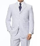 Stays Cool 3-Button Seersucker Suit with Plain Front Trousers Extended Sizes