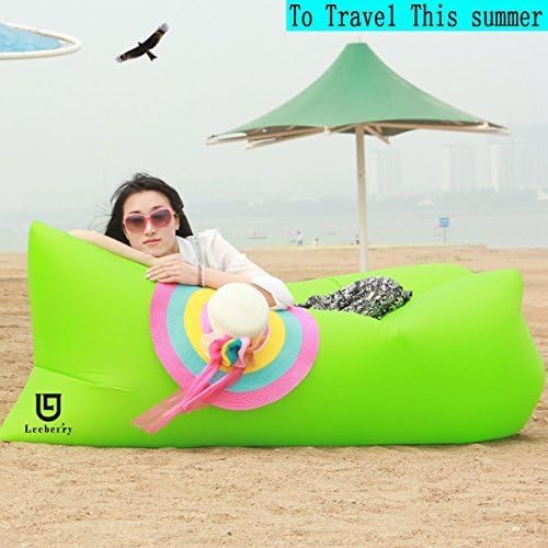 LeeberryÃ'Â® Portable Outdoor Fast Inflatable Couch,Inflatable Lounger Sleeping Air Bed Hangout Bag 500lb Bearing 102 inches for Summer Camping Beach,Hiking (Grass Green) by Leeberry