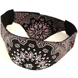 Ct Bandana Head Doo Wrap Scarf Biker Crystal Black with Pink