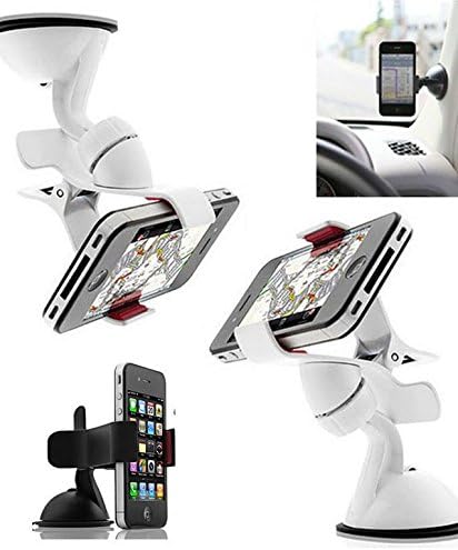 SALE ENDS TONIGHT: Tomline 360 Degree Windshield Dashboard Car Mount Holder for iPhones, Samsung Galaxy S5/S4/, Android Phones, iPod, PDA and MP4 (White)