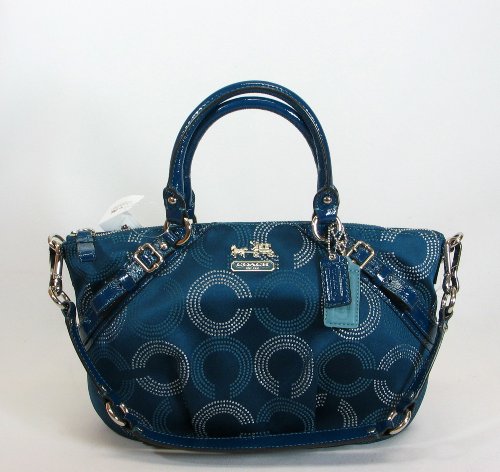 Coach Dotted Op Art Sophia Convertiable Tote Bag Purse 15935 Teal