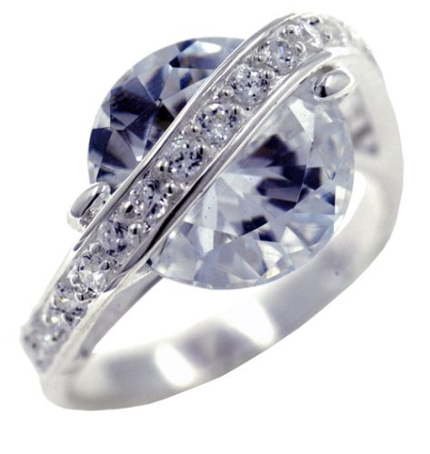 Sterling Silver Round Cut Cz Promise Cluster Right Hand Ring