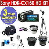 Sony HDR-CX150 16GB HD Handycam¨ Camcorder + 3.5X Telephoto Zoom Lens + .40X Fisheye Lens + .16X Super Fisheye Lens + Premier Video Light + 3 Piece Multi-Coated Glass Filter Kit + Extra High Capacity Li-Ion Battery + Deluxe Padded Camcorder Bag + 72 Titanium Anodized Monopod + 3 Year Warranty Repair Contract