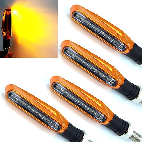 Purishion Motorcycle Turn Signals Lights Universal 12 LED Waterproof Turn Signal Indicator 12V Pilot Lamp Strip Lights Soft Grip Bent Elastically 4 Pack (Orange)