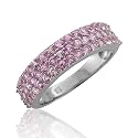14k White Gold Pink Sapphire Color Gem Stone Ring Band, TW: 2.10 carat