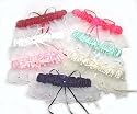 Sheer Daisy Satin Organza Rhinestones Garter for Wedding Proms