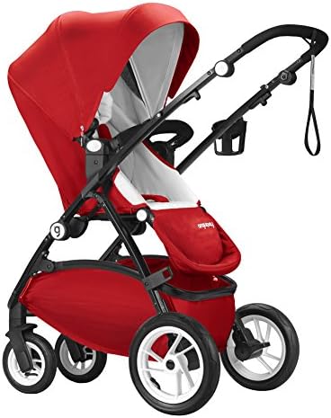 Anglebay High View Baby Stroller With Newborn Infant Bassinet Foldable Pram Anti-Shock Lightweight Travel System Pushchair (Stroller, Red)