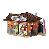 Moondoggie's Board Shop Surfing Surfer Snow Village Dept 56 Christmas Building NEW