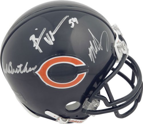 Dick Butkus, Brian Urlacher and Mike Singletary Chicago Bears Autographed Riddell Mini Helmet