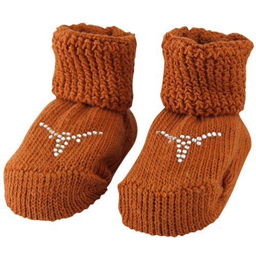 Texas Longhorns Newborn Burnt Orange Rhinestone Gift Box Booties (0-3 Months)