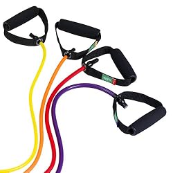 4pc Multi-colored Resistance Band Set, Light, Medium, Heavy, & Super Heavy with Deluxe Door Anchor