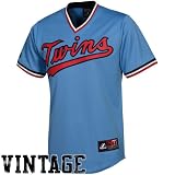 MLB Majestic Minnesota Twins Cooperstown Throwback Jersey - Light Blue (Large)
