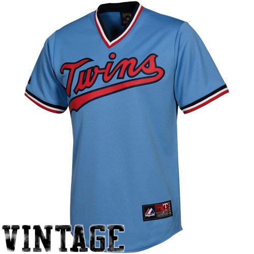 Majestic Minnesota Twins Cooperstown Throwback Jersey - Light Blue (Large)