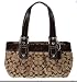 Coach Signature Soho Large Pleated Tote Handbag Khaki/Mahogany 13742